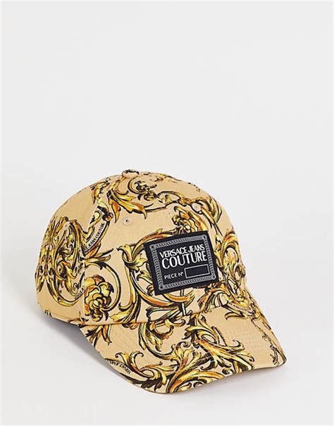 versace baroque print cap|Versace Jeans Couture baroque print cap in sand.